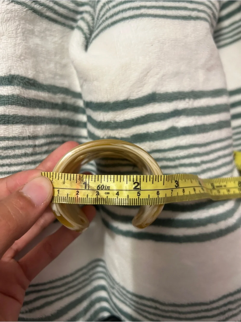 Tory Burch Yellow Carved Resin Logo Cuff Bracelet